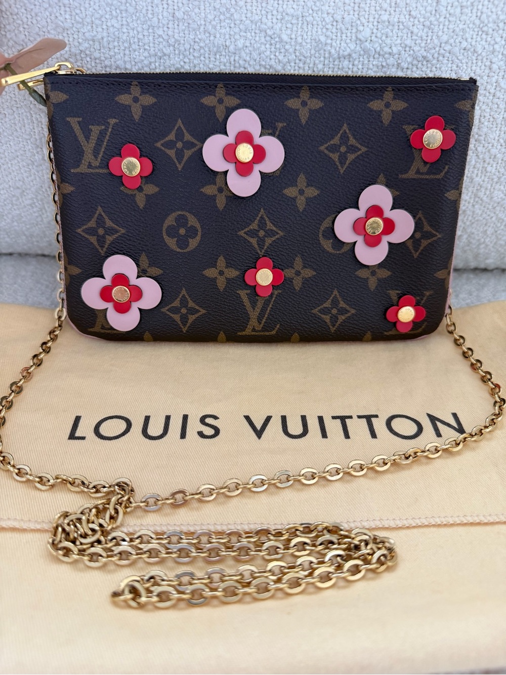 Louis Vuitton Pochette Double Zip Monogram Blooming Flowers Crossbody Bag